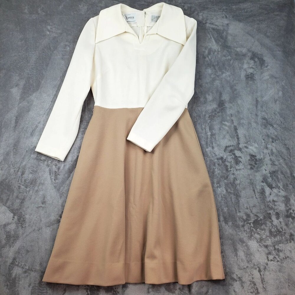 Vintage Dress 60s 70s Nardis of Dallas Double Knit Custom Cream Ivory Size 8/10?